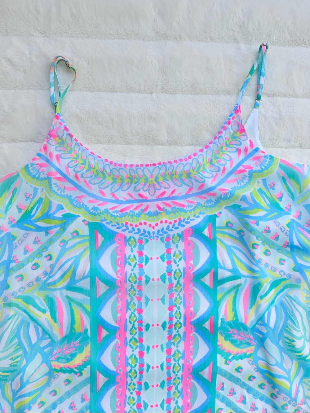 Lilly Pulitzer Winni Maxi/Midi Dress Maraca My World Tropical Print Ruffle L - Picture 3 of 11